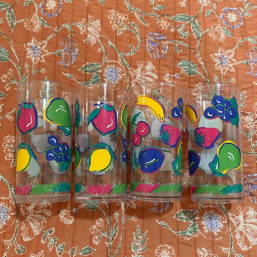 Vintage plastic fruit glasses!